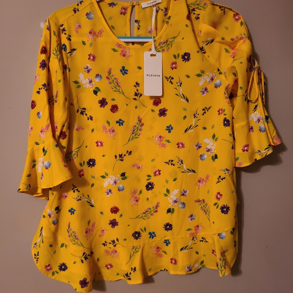 Pleione Yellow Floral Blouse
